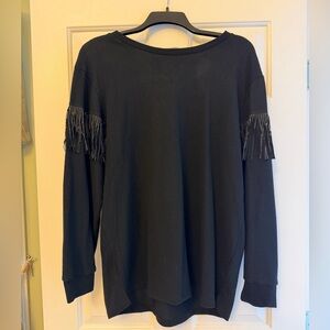 Black Fringe Women's XL Top